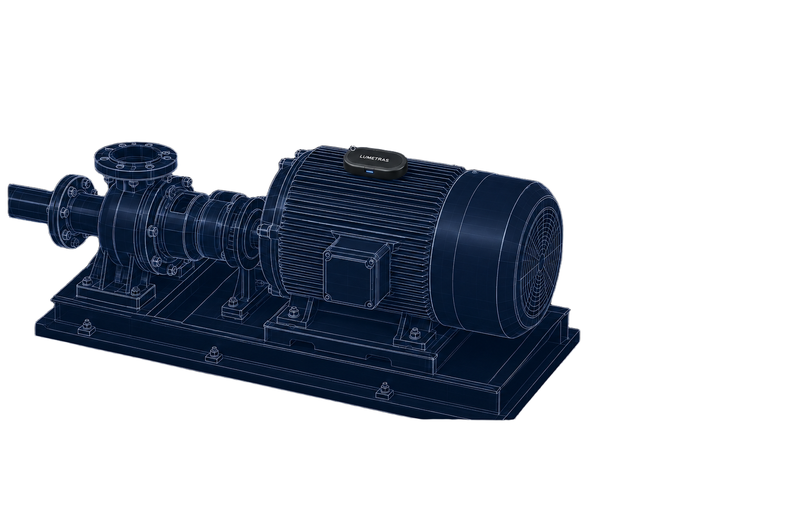 Lumen Hug — Lumetras Motor Health Sensor mounted on industrial motor